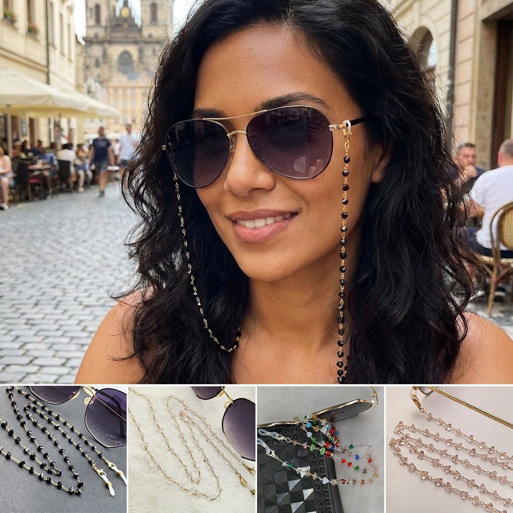 Mask Chain Holder - Modny dodatek: trójkątny kryształowy uchwyt na